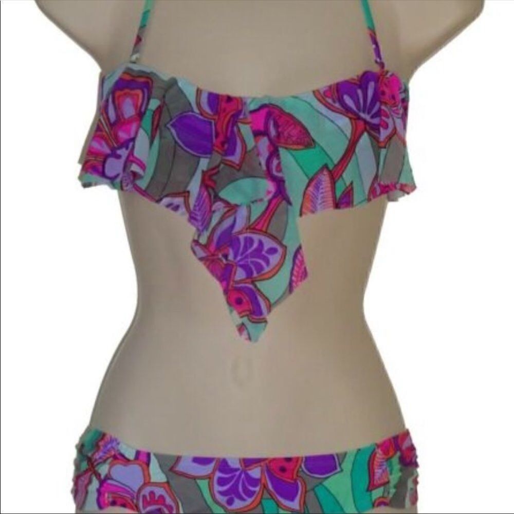 Raisins Biquíni size Sm Top Ruffle Bottom Hipster fit Paisley print 2 Ipsy bags